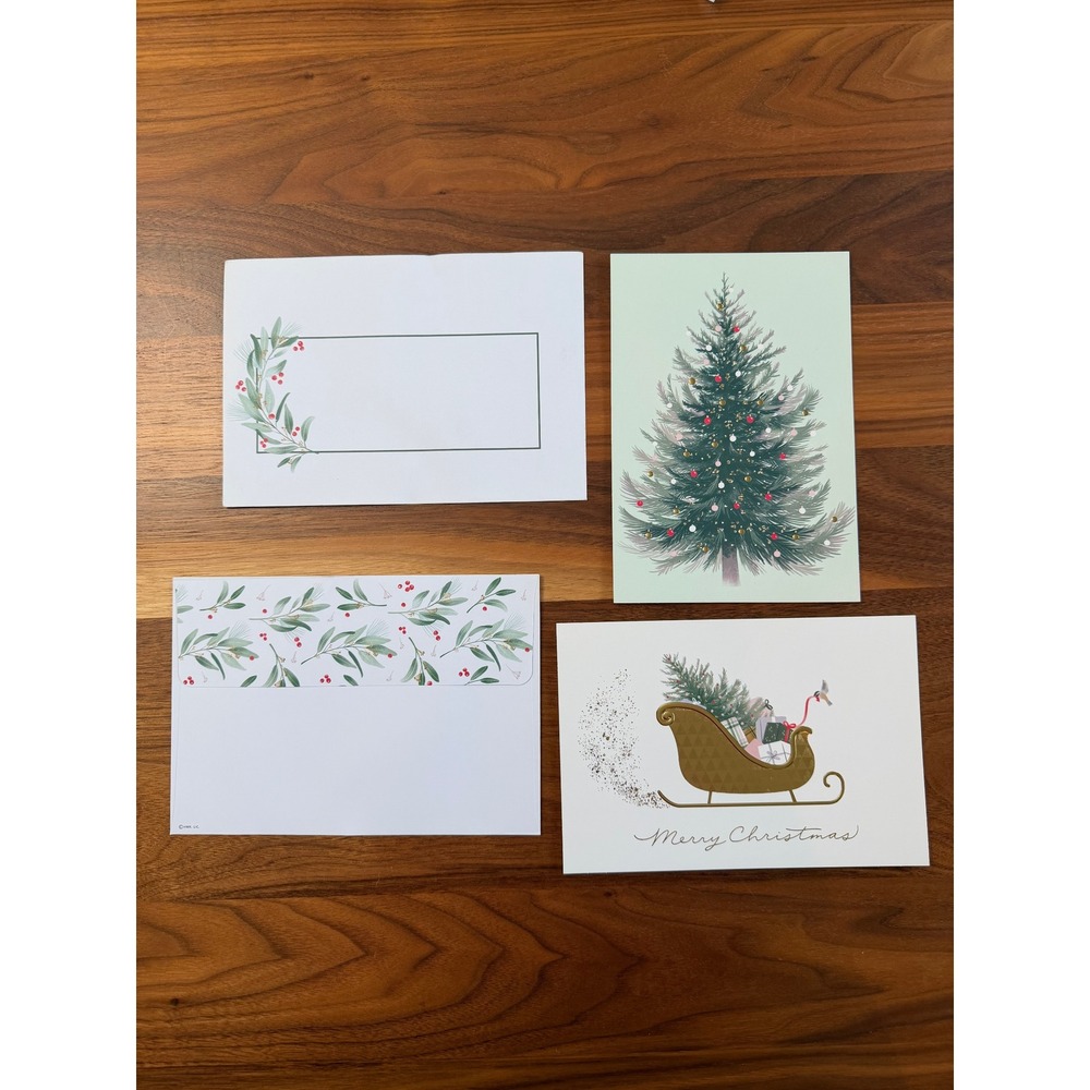 Hallmark Christmas Greeting Cards Set 13ct Mixed Green Gold Glitter Good